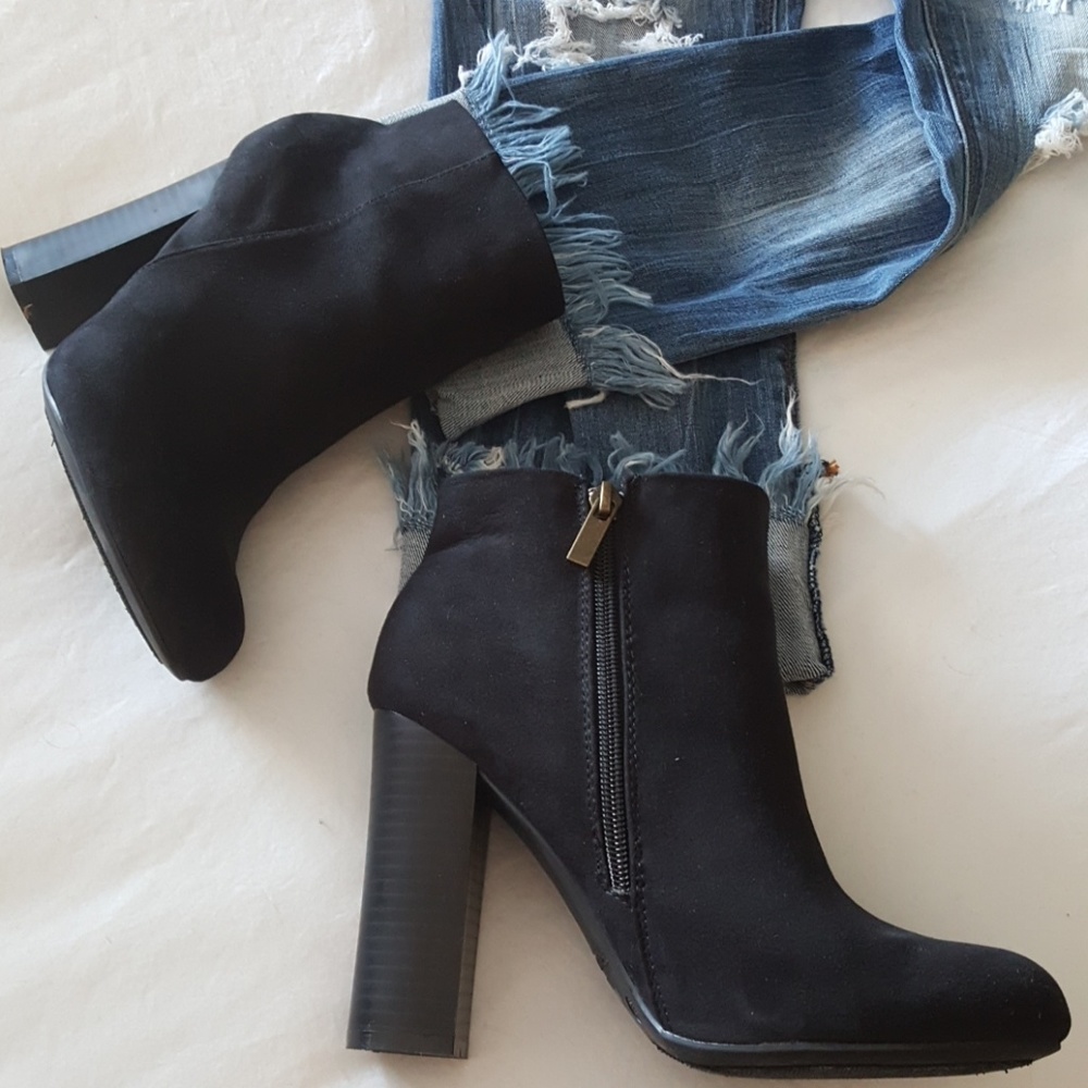 Bamboo Black Bootie Heels